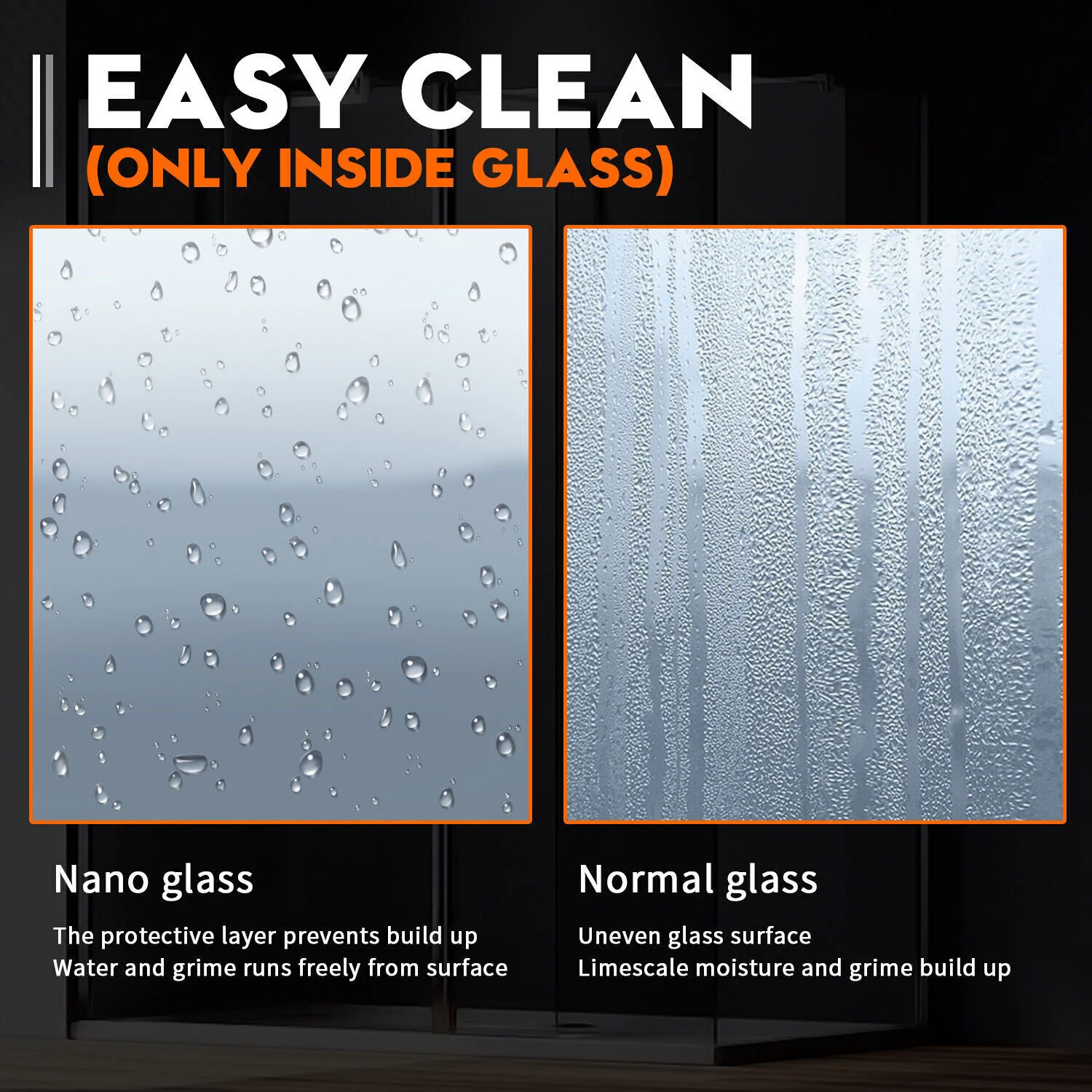 Walk In Wet Room Shower Screen Optional Flipper Enclosure NANO Easy Clean Glass - Image 6